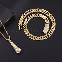 Alloy Crystal Rhinestone Microphone Pendant Double Layer Necklaces&nbsp;FS-WG7349E-04