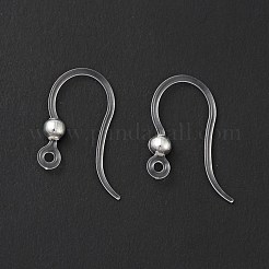 透明レジン ピアスフック  316ステンレススチールの丸型ビーズと水平ループ付き  銀  16x12x3mm  穴：1.2mm  21ゲージ  ピン：0.7mm&nbsp;RESI-G050-01S