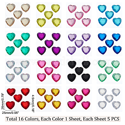 16 Sheets 16 Colors Transparent Acrylic Rhinestone Sticker&nbsp;DIY-GA0004-54
