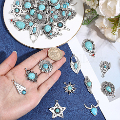 48Pcs 12 Styles Dyed Synthetic Turquoise Pendants&nbsp;FIND-ME0003-33
