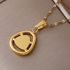 Vintage 304 Stainless Steel and Synthetic Malachite Triangle Pendant Necklaces for Women&nbsp;NT2784