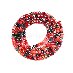 電気メッキガラスビーズセット  ファセット(32ファセット)  ロンデル  トマト  2.5x2mm  穴：0.6mm  約180~186個/連  13.39~13.78インチ（34~35cm）&nbsp;GLAA-T023-A16-01