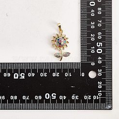 真鍮製マイクロパヴェキュービックジルコニアペンダント  ヒマワリ  16KGP本金メッキ  25.5x16.5x5mm  穴：5x2.5mm  5個/箱&nbsp;ZIRC-SZ0003-47
