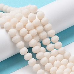 ガラスビーズ連売り  多面カット  艶消し  ロンデル  アンティークホワイト  3.5~3.8mm  穴：0.8~1mm  約105~110個/連  29~31cm&nbsp;EGLA-A034-P3mm-MD17