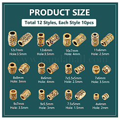 120Pcs 12 Styles Tibetan Style Alloy Beads&nbsp;FIND-AR0004-67