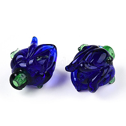 手作りランプワークビーズ  花  インディゴ  16x14~15mm  穴：1.2mm&nbsp;LAMP-B025-02A-08