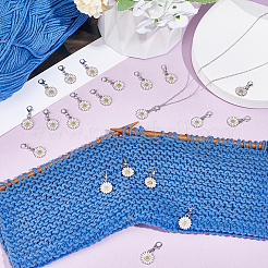 40Pcs Daisy Alloy Enamel Pendant Locking Stitch Markers&nbsp;HJEW-NB00205