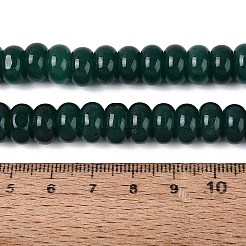 天然石ホワイトジェイドビーズ連売り  滑らかなロンデル  染め  グリーン  10~10.5x5.5~6mm  穴：0.7~1.2mm  約61~69個/連  14.37~15.55インチ（36.5~39.5cm）&nbsp;G-Q613-01F-06