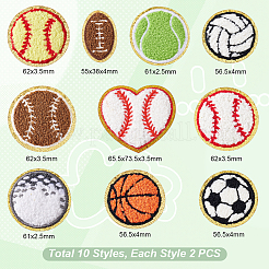 10 Styles Acrylic Fiber Glitter Powder Embroidery Sew on Appliques&nbsp;PATC-GA0001-41
