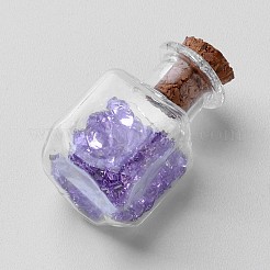 ガラスボトル  コルク栓付き  ウィッシングボトル  キューブ  透明  26.5x14mm  ボトルネック：直径8mm  容量：2ml（0.06液量オンス）&nbsp;AJEW-D037-09