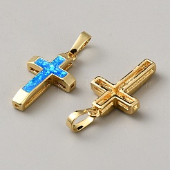 Brass with Synthetic Opal Pendants&nbsp;KK-WH0101-082B