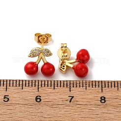 Brass Micro Pave Cubic Zirconia Stud Earrings&nbsp;EJEW-D322-05G-02