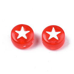 透明なアクリルビーズ  フラットラウンドとスター  ミックスカラー  6.5x4mm  穴：1.6mm  約415個/50g&nbsp;X-TACR-S135-029