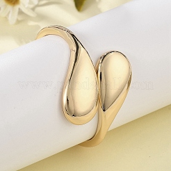 女性用合金ヒンジ付きバングル  ティアドロップ  ゴールドカラー  内径：2-1/8インチ（5.4cm）x2-3/8インチ（5.9cm）&nbsp;BJEW-D312-04G