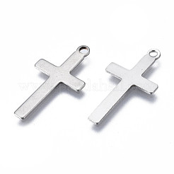 変色しにくい201ステンレススチールペンダント  空白タグのスタンプ  クロス  ステンレス鋼色  23x12x1mm  穴：1.5mm&nbsp;STAS-N095-024