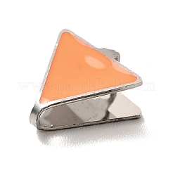 304ステンレススチールスナップオンベイル  エナメル  三角形  ステンレス鋼色  ライトサーモン  11x10x3mm  ピン：0.9mm&nbsp;STAS-I193-05P-01