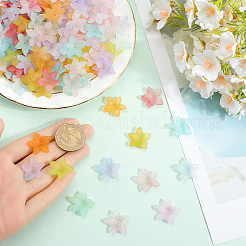 500 個不透明アクリルビーズキャップ  つや消しグラデーション  5  - 花びらの花  ミックスカラー  22x22x5mm  穴：1.3mm&nbsp;OACR-SP0001-16
