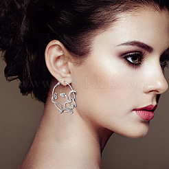 3 Pairs 3 Colors Alloy Snake Wrapped Ring Hoop Earrings for Women&nbsp;EJEW-AN0001-63