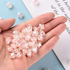 透明なアクリルビーズ  二層ビーズ  ABカラー  多面カット  スター  ピンク  10.5x11x7mm  穴：2mm  約1280個/500g&nbsp;TACR-S152-01B-SS2112