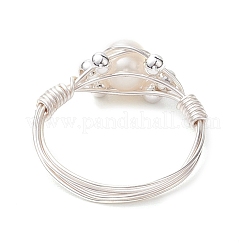 Round Natural Cultured Freshwater Pearl Ring&nbsp;RJEW-JR00708-02