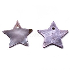 天然淡水シェルのペンダント  染め  スター  ライラック  19~20x20.5~21.5x1~2mm  穴：1.6mm&nbsp;SHEL-R113-16A