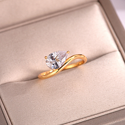 Brass Pave Single Cubic Zirconia Finger Rings for Women&nbsp;ZK8046-5