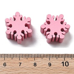 ウッドビーズ  スノーフレーク  ピンク  19.5x10.5mm  穴：2mm&nbsp;WOOD-G023-22C