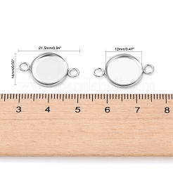Non-Tarnish Flat Round 304 Stainless Steel Cabochon Connector Settings&nbsp;X-STAS-E079-02