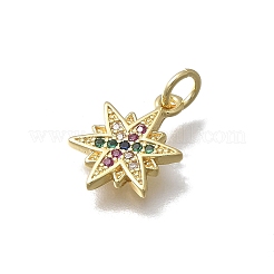 Brass Micro Pave Cubic Zirconia Snaowflake Charms&nbsp;KK-D431-041C-G