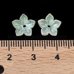 染色・加熱ガラスビーズキャップ  5  - 花びらの花  緑黄  9x9.5~10x3.8mm  穴：1mm&nbsp;GLAA-Z019-02E