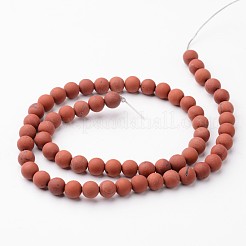 つや消しラウンド天然なレッドジャスパービーズ連売り  6mm  穴：1mm  約63~65個/連  15インチ&nbsp;G-J346-22-6mm
