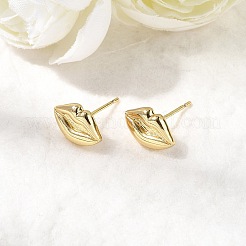 真鍮製のリップスタッドピアス  ラックめっき  長持ちメッキ  カドミウムフリー＆鉛フリー  18KGP本金メッキ  7.5x12mm&nbsp;EJEW-F395-02G
