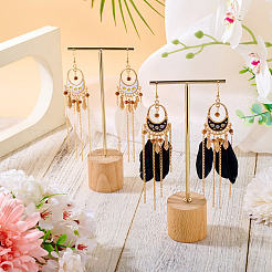 2Pairs 2 Colors Feather Chandelier Earrings&nbsp;EJEW-TA0001-81F