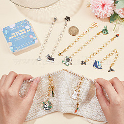 1 Set Animal Theme Alloy Enamel Panda/Bees/Dog Pendant Knitting Row Counter Chain&nbsp;HJEW-BC0001-41