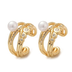 C-Shaped Brass Micro Pave Clear Cubic Zirconia Cuff Earrings&nbsp;EJEW-Z111-04G-02