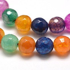 染め加工天然石瑪瑙カット加工ラウンドビーズ連売り  カラフル  8mm  穴：1mm  約48個/連  14.5インチ&nbsp;G-E267-26