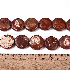 染められた天然ファイヤーアゲートクラックルビーズ連売り  フラットラウンド  19~21x5~7mm  穴：1.2~1.6mm  約20個/連  15.55~15.94''（39.5~40.5センチメートル）&nbsp;G-T144-57A-01