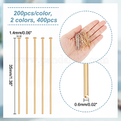 400個 2色 304ステンレススチール フラットヘッドピン  ゴールデン·ステンレス鋼色  35x0.6mm  22ゲージ  ヘッド：1.4mm  200個/カラー&nbsp;STAS-PH0004-58