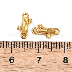 304ステンレススチールコネクタチャーム  木製の丸太リンク  イオンプレーティング（ip）  長持ちメッキ  18KGP本金メッキ  11x6x2.5mm  穴：1mm&nbsp;SA-CBA302A-04G