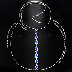 Teardrop Brass Sapphire Rhinestone Sexy Tassel Chest Body Chains for Party&nbsp;FS-WG9F20F-02