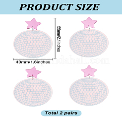 2 Pairs Disco Ball Acrylic Dangle Stud Earrings for Women&nbsp;EJEW-LP0001-53