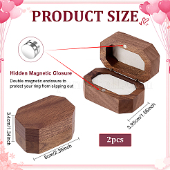 八角形の木製リングマグネットボックス  フローラルホワイト  6x3.95x3.4cm&nbsp;CON-WH0107-123B