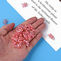 透明なアクリルビーズ  ABカラーメッキ  クマ  鮭色  16x13x8.5mm  穴：2mm  約700個/500g&nbsp;MACR-S154-127-C07