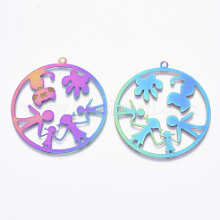 Ion Plating(IP) 304 Stainless Steel Filigree Pendants&nbsp;STAS-T057-28