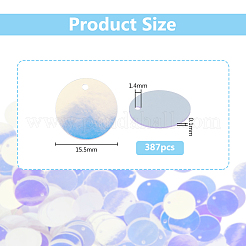 装飾アクセサリー  PVCプラスチック製のスパンコール/スパンコールペンダント  フラットラウンド  カラフル  15.5x0.1mm  穴：1.4mm  387個/セット&nbsp;KY-WH0056-08B