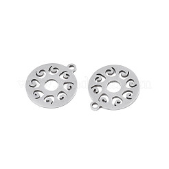 変色しない201ステンレススチールペンダント  フラットラウンド  ステンレス鋼色  17x15x1mm  穴：1.5mm&nbsp;STAS-N091-135P