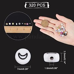 蓄光アクリルビーズ  星と花と月とハートのフラットラウンド  ミックスカラー  7x3.5mm  穴：1.6mm  320個/セット&nbsp;LACR-WH0001-01