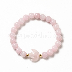 Natural Rose Quartz Moon and Star Beaded Stretch Bracelet for Women&nbsp;G-G997-C05