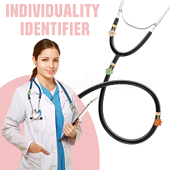 6Pcs 6 Colors Alloy Enamel Stethoscope Pendant Decorations&nbsp;HJEW-SP0001-38