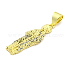 Rack Plating Brass Micro Pave Clear Cubic Zirconia Pendants&nbsp;KK-B091-21G-02
